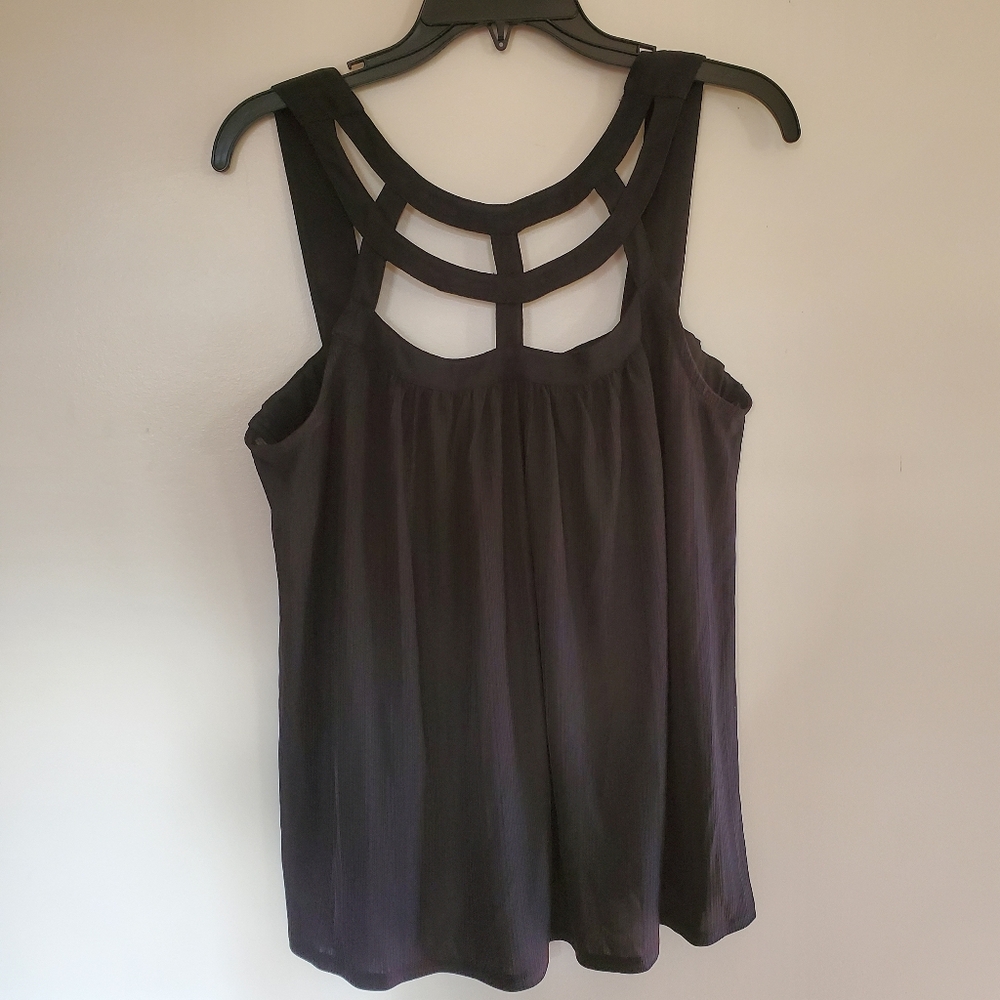 Torrid Black Sleeveless Chest Details Blouse Sheer Top Size 00 Or Medium/Large